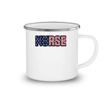 Family 365 Nurse Distress American Flag - Unisex Camping Mug
