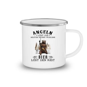 Fishing Gift Fishing Solves Most Of My Problems Beer Solves The Rest Funny Bear Camping Mug | Mazezy