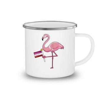 Flamingo Lesbian Flag Cute Lgbt Rainbow Gay Pride Gift Raglan Baseball Tee Camping Mug | Mazezy
