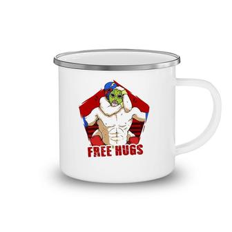 Free Hugs Funny Wrestling For Wrestling Fanatics Camping Mug | Mazezy