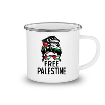 Free Palestine Free Gaza Messy Bun Mother's Day Gift Camping Mug | Mazezy