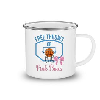 Free Throws Or Pink Bows Gender Reveal Designs Camping Mug | Mazezy