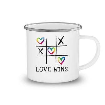 Fun Lgbtq Love Wins In Gay Pride Rainbow Colors - Gay Ally V-Neck Camping Mug | Mazezy