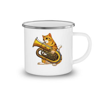 Funny Cat Playing Tuba Gift Cute Kitten Musician Fan Camping Mug | Mazezy