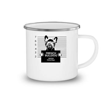 Funny French Bulldog Most Wanted Police Station Design Camping Mug | Mazezy