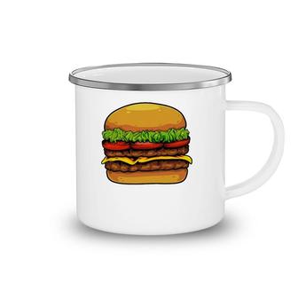 Funny Hamburger Art For Kids Men Women Cheeseburger Lover Camping Mug | Mazezy