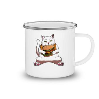 Funny Kawaii Cat Hamburger Design For Men Women Burger Eater Camping Mug | Mazezy UK