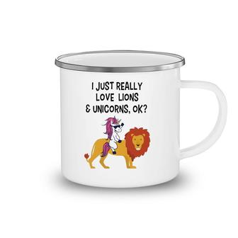 Funny Lion Unicorn Lion Lover Gift Unicorn Lover Camping Mug | Mazezy