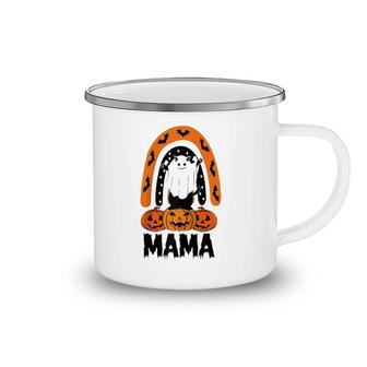 Funny Mama Ghost Black Cat Boo Pumpkin Rainbow Halloween Raglan Baseball Tee Camping Mug | Mazezy