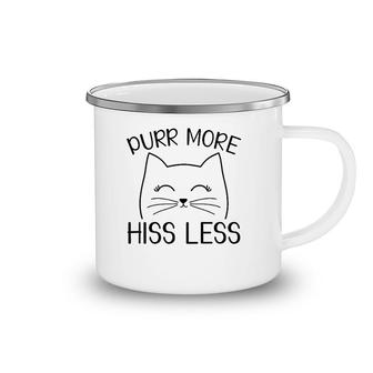 Funny Purr More Hiss Less Cute Happy Black Cat Lover Camping Mug | Mazezy
