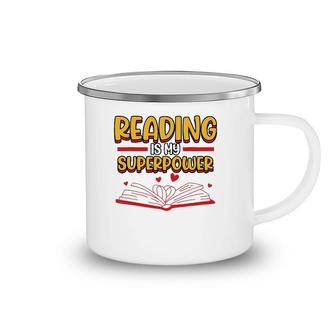 Funny Reading Is My Superpower Librarian School Library Camping Mug | Mazezy