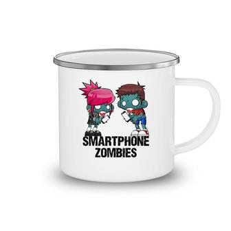 Funny Smartphone Zombies Cartoon Camping Mug | Mazezy