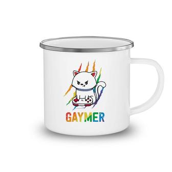 Gaymer Lgbt Cat Pride Rainbow Video Game Lovers Gift Camping Mug | Mazezy