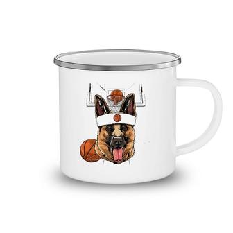 German Shepherd Basketball Dog Lovers Basketball Player Camping Mug | Mazezy