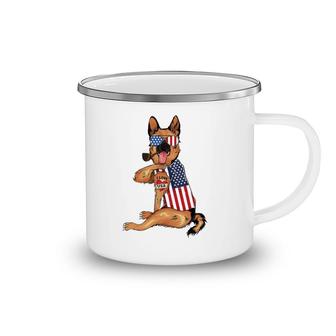 German Shepherd Dog Merica 4Th Of July Usa American Flag Men Camping Mug | Mazezy