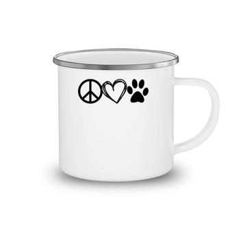 Girls Guys Dog & Cat Lover Peace Love Paws Puppy Kitty Camping Mug | Mazezy