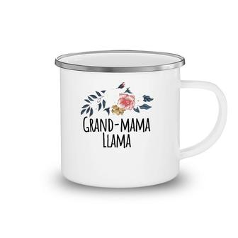 Grand-Mama Llama Funny Floral Flowers Gift Camping Mug | Mazezy