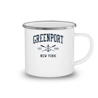 Greenport Ny Vintage Navy Crossed Oars & Boat Anchor Camping Mug | Mazezy