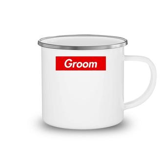 Groom White Text Wedding Gift Camping Mug