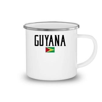 Guyana Flag Vintage Black Text Camping Mug | Mazezy