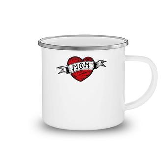 Hand-Drawn Mom Heart Tattoo Mother's Day Camping Mug | Mazezy