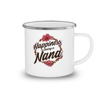 Happiness Is Being A Nana Cute Floral Mothers Day Gift Camping Mug | Mazezy