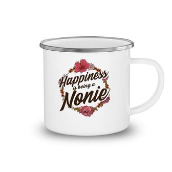Happiness Is Being A Nonie Cute Floral Mother's Day Gift Camping Mug | Mazezy