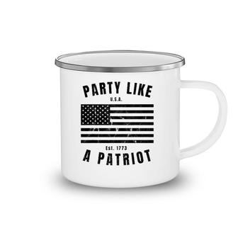 Happy Fourth Of July Party Like A Patriot Fun American Flag Camping Mug | Mazezy