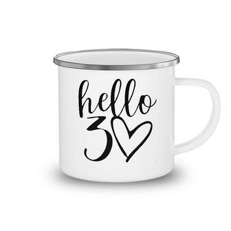 Hello Thirty Letter Print Camping Mug | Mazezy