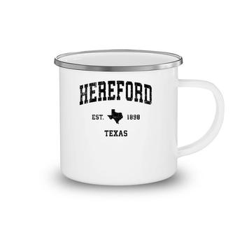Hereford Texas Tx Vintage Sports Design Black Print Camping Mug | Mazezy