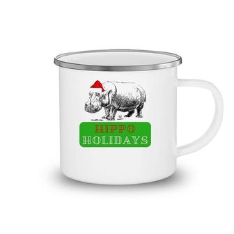 Hippo Christmas Hippo Holidays Santa Hat Camping Mug | Mazezy