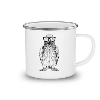 Hipster African Grey Parrot In Nerd Glasses Animal Camping Mug | Mazezy