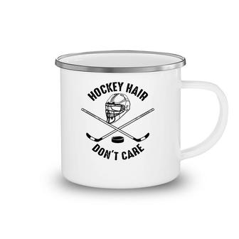 Hockey Hair Don't Care Cute Messy Hair Player Gift Camping Mug | Mazezy