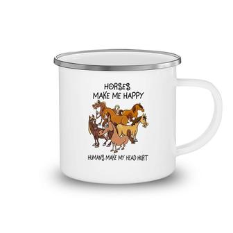 Horses Make Me Happy Camping Mug | Mazezy