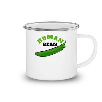 Human Bean Green And Black Print Camping Mug | Mazezy