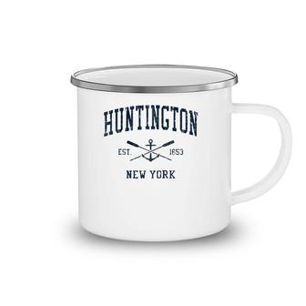 Huntington Ny Vintage Navy Crossed Oars & Boat Anchor Camping Mug | Mazezy