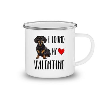I Found My Valentine Day Black Dachshund Camping Mug | Mazezy