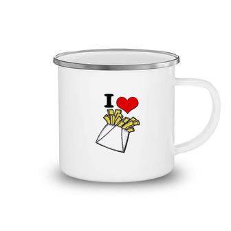 I Heart Love French Fries Camping Mug | Mazezy