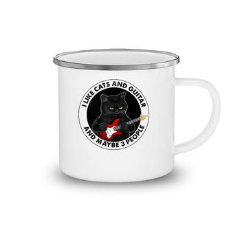 I Like Cats And Guitar And Maybe 3 People Mother's Day Fun Camping Mug | Mazezy
