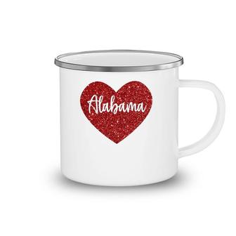 I Love Alabama Red Heart Camping Mug | Mazezy