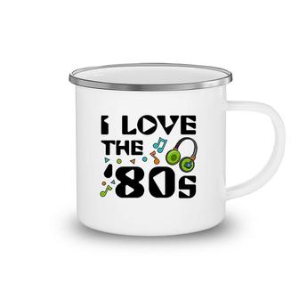 I Love The 80s Musical Notes Camping Mug | Mazezy