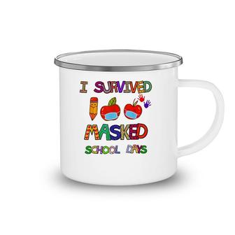 I Survived 100 Masked School Days 100 Days Of School Camping Mug | Mazezy