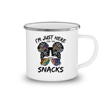 I'm Just Here For The Snacks Funny Rainbow Football Women Camping Mug | Mazezy