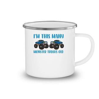 I'm This Many Monster Trucks Old Toddler 2 Years 2Nd Birthday Camping Mug | Mazezy