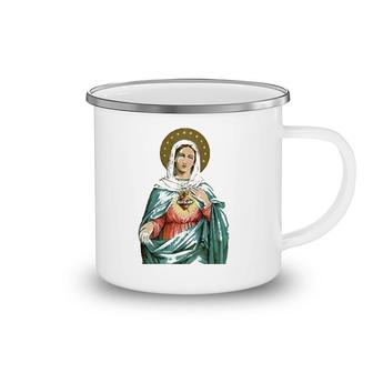 Immaculate Heart Of Mary Our Blessed Mother Catholic Vintage Camping Mug | Mazezy