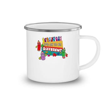 It's Ok To Be Different Autism Awareness Happy Crayons Camping Mug