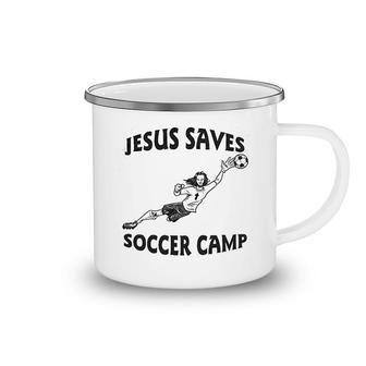 Jesus Saves Soccer Goalie Camping Mug | Mazezy