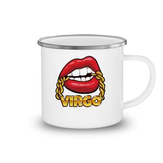 Juicy Lips Gold Chain Virgo Zodiac Sign Camping Mug | Mazezy