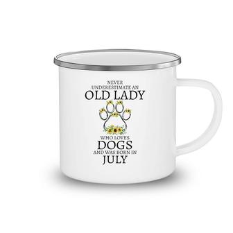 July Birthday Dog Owner Gift Who Loves Dogs And Was Born In July Sunflowers Dog Paw Camping Mug | Mazezy
