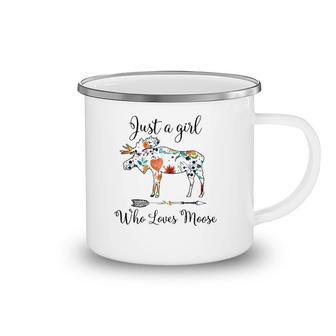 Just A Girl Who Loves Moose Cute Gift Design For Women Raglan Baseball Tee Camping Mug | Mazezy
